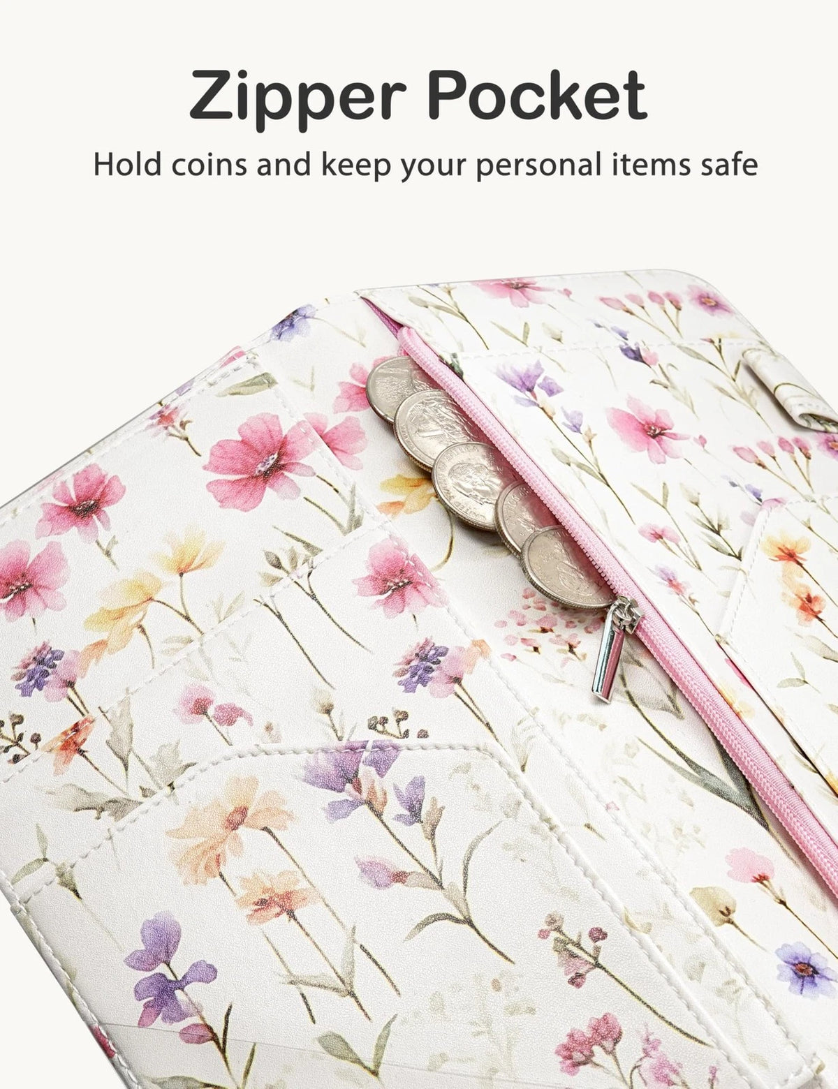 Zreal Cute Server Book for Waitress, Waiter with Watercolor Floral