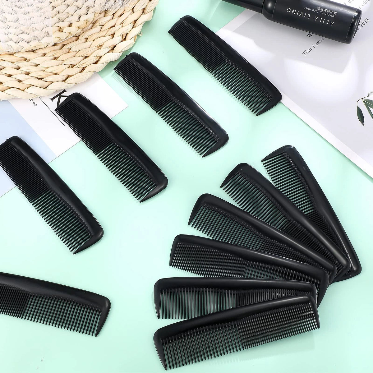 Didaey 50 Pcs Pocket Combs for Men 5 Inch Cutting with Wide and Small, Black