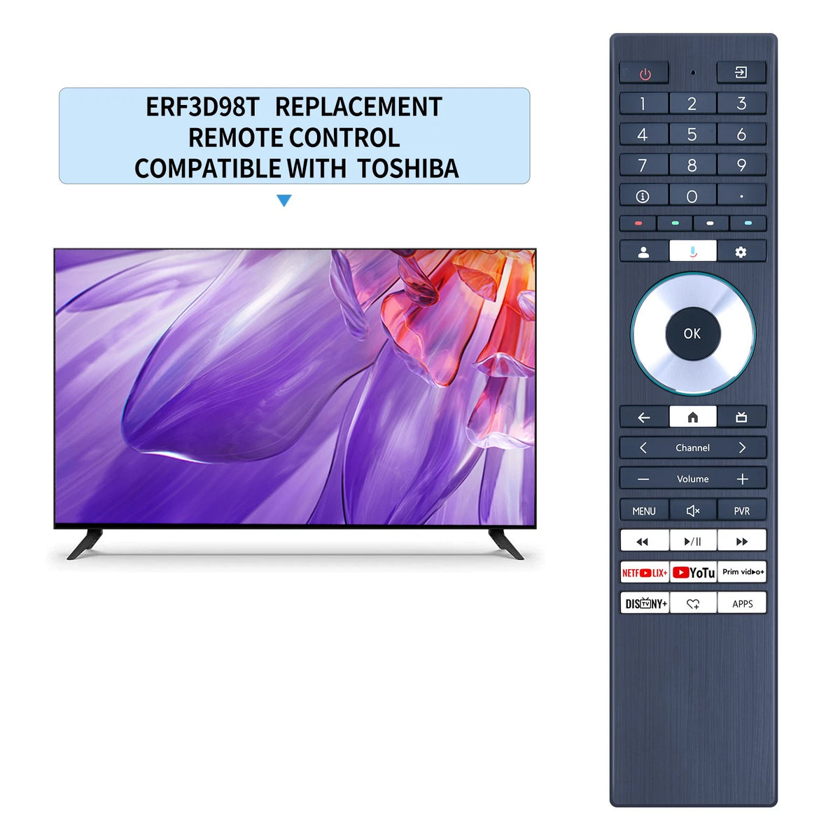 Replacement Remote Control For Toshiba TV ERF3D98T