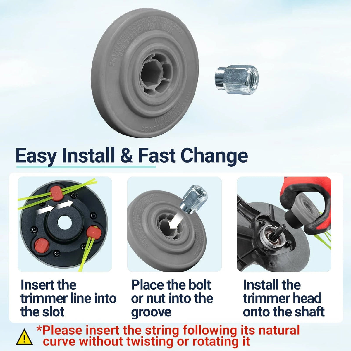 SIMUSI Universal Weed Eater Head, Easy Load String Trimmer Head Grey& Black