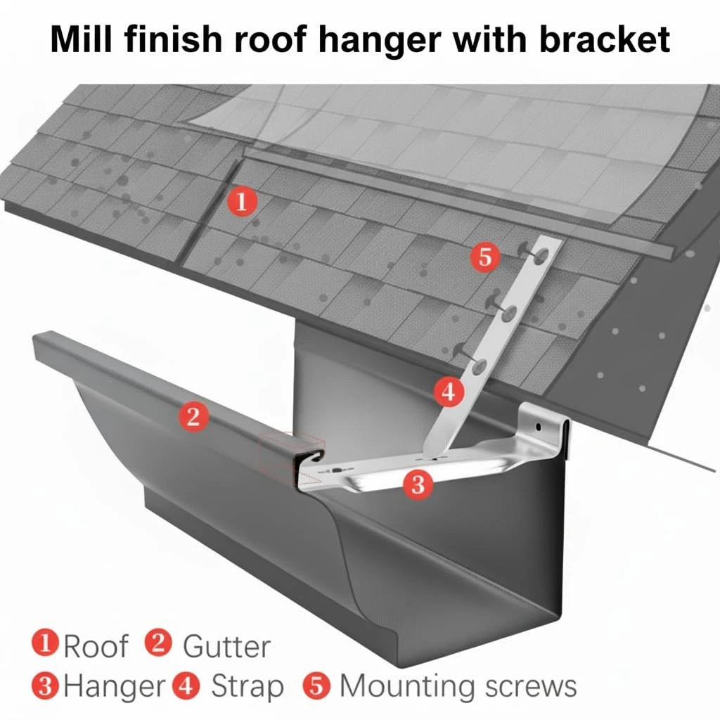 30 Sets 6" Aluminum Roof Gutter Hangers Clips with Straps for...