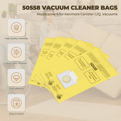 Vacuum Bags Replacement for Kenmore Canister C/Q 5055 50555 50557 12, Yellow