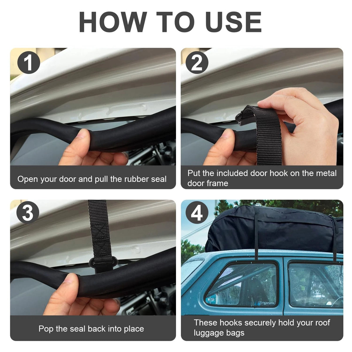 6pcs Rooftop Cargo Tie Down Hook Straps, Car Roof Carrier Door Hooks...