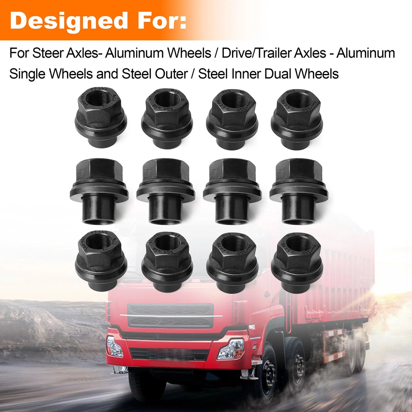 12 Pack 33mm M22x1.5 x 19mm Wheel Nuts Sleeve Nuts M22-1.5x19mm Skirt Flange