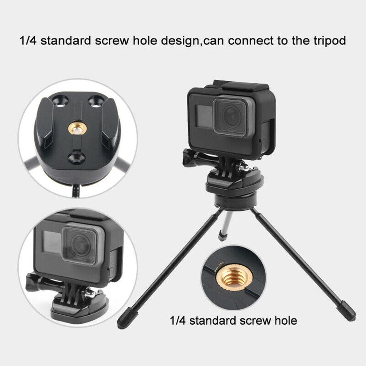 Alloy Tripod Head Quick Release Plate Base Bracket For GoPro Hero 9 8 7 360oner
