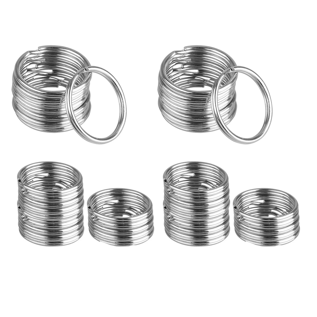 100PCS Key Rings 1 Inch Metal Keychain Flat Rings Split Keyring Accessories