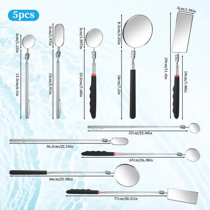 5 Pieces Telescoping Inspection Mirror Set Retractable Mechanical Mirror...