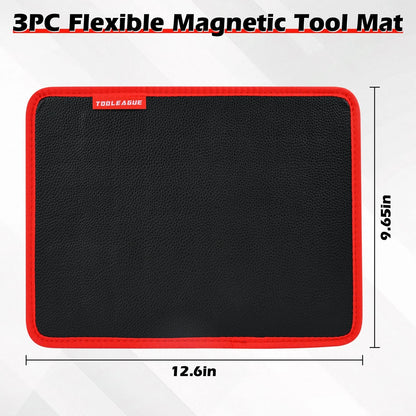 TOOLEAGUE 1Pc Magnetic Tool Mat with Pickup Tool, Black and Red