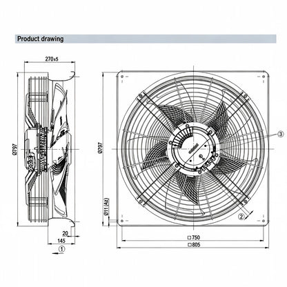 W3G630-NU33-03 IP55 for ebmpapst EC Cooling Fan for Data Center Cooling Fan