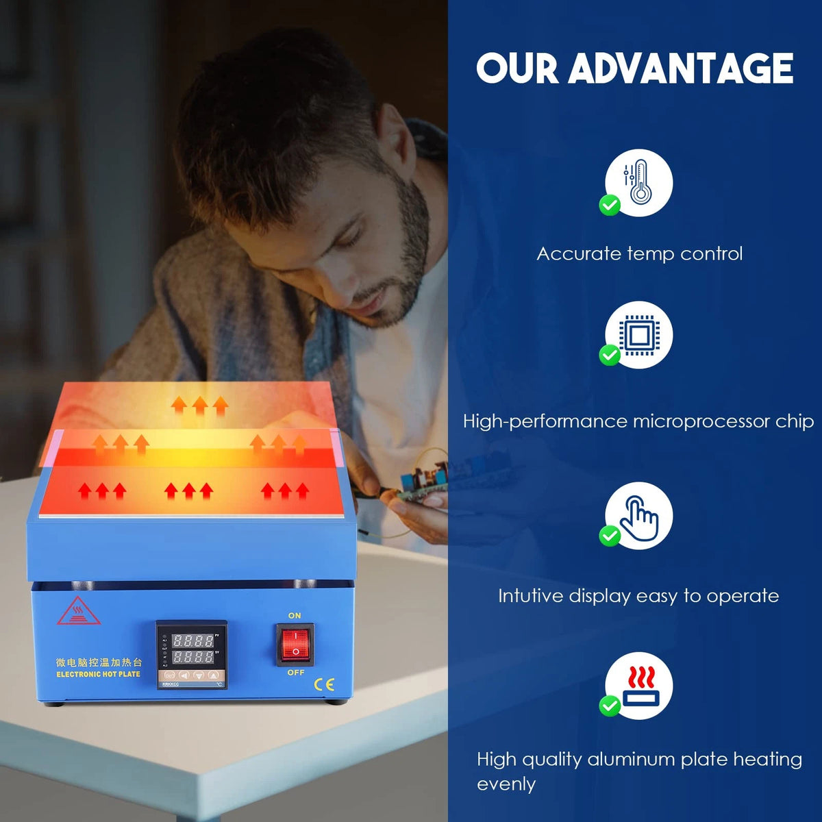 Soiiw 110V 850W Soldering Hot Plate LED Microcomputer 200X200mm