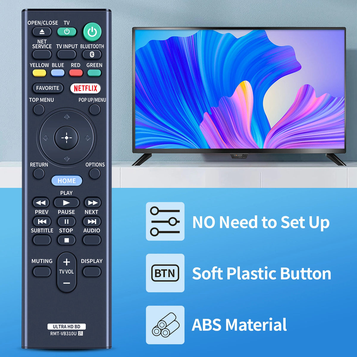 RMT-VB310U Remote Control For Sony Player UBP-UX80 UBP-X800 UBP-X800M2