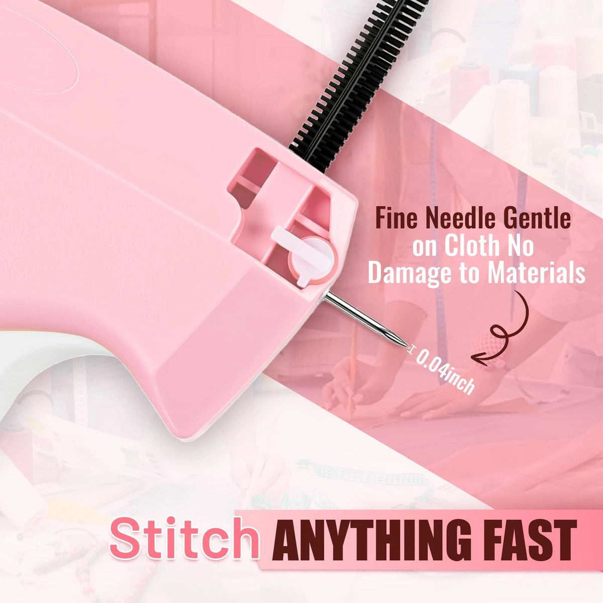 Stitch Gun for Clothes - Handheld Quick Clothing Fixer Pink White