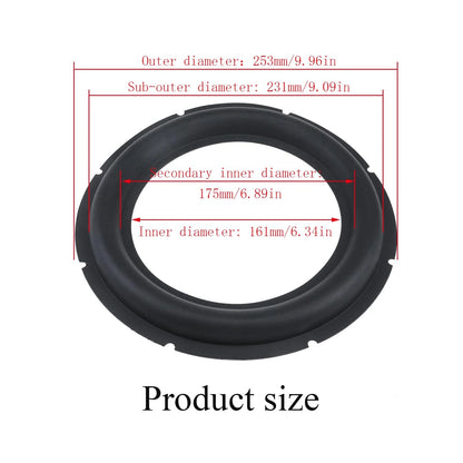 Dnyta 2 Pcs 10" Perforated Rubber Speaker Foam Edge Surround 10 inch, Black