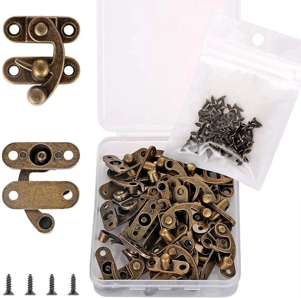 20 Pieces Jewelry Box Hinges and Latches - Thickened Solid Bronze Tone