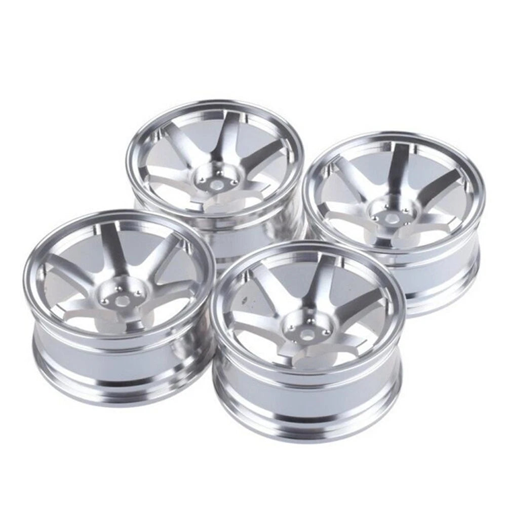 4Pcs Silver Aluminum Alloy Wheel Rims Hub For 1/10 RC Car Crawler Replacement hq