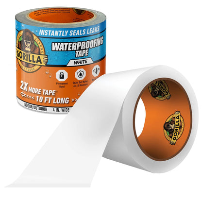 Gorilla Waterproof Patch & Seal Tape, White 4" x 10' 1 - Pack,
