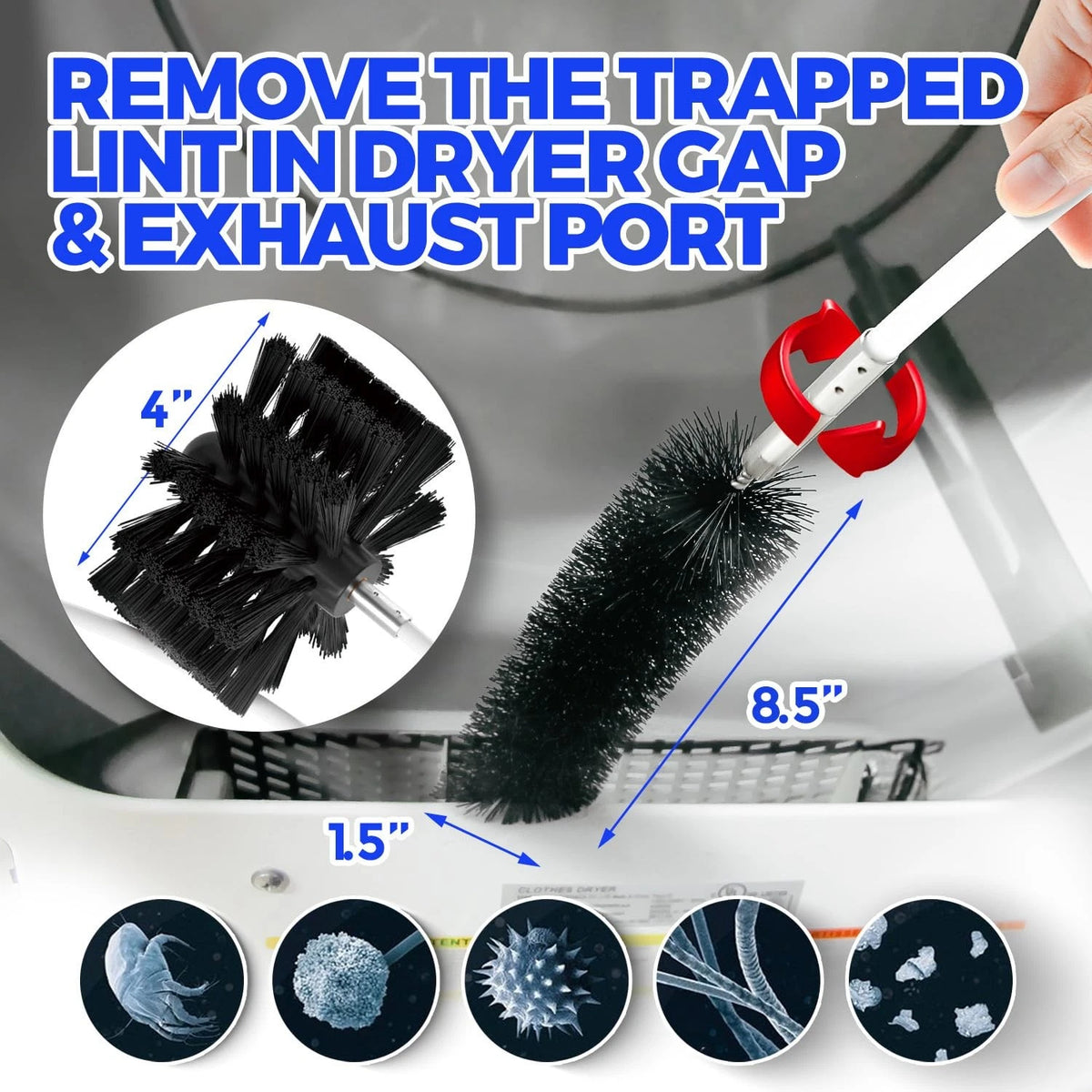 Holikme Dryer Vent Cleaner Kit - 30Ft Fireplace Chimney Brushes 30feet, White