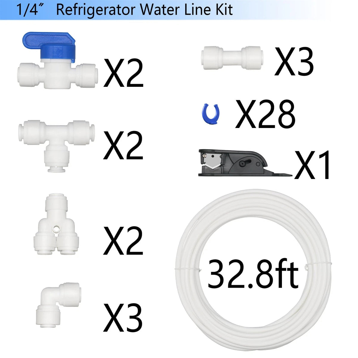 Water Line Kit, Lifevant 1/4” O.D. Tubing 32.8FT for 32.80 feet, White