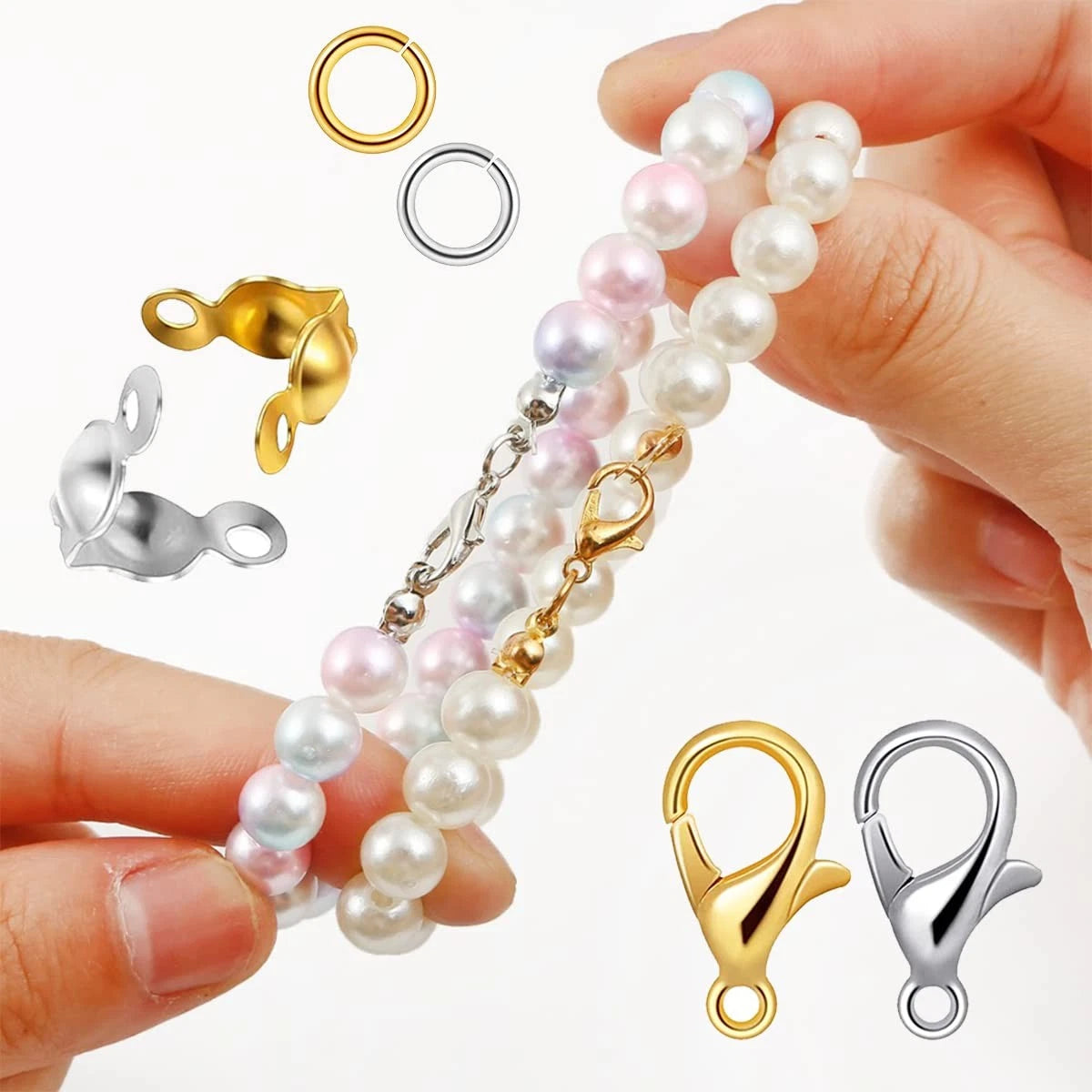 1000PCS Jewelry Making Accessories Set, 100 Lobster Claw Clasps 300 Gold