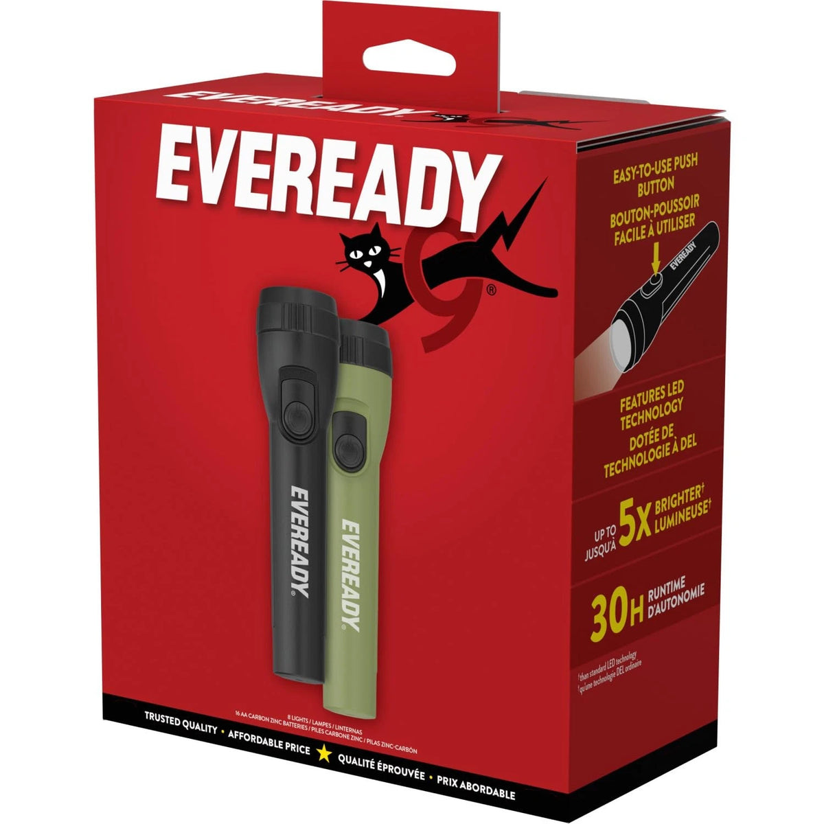Eveready LED Flashlight (8-Pack) Bright Reliable 8 Pack, Forest Green/Black