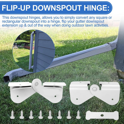 Gutter Downspout Hinge, 6Pcs Extension Flip-Up Zip Hinge White