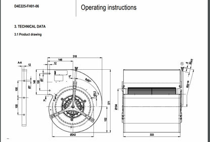 Ebmpapst D4E225-FH01-06 Centrifugal Fan 230VAC 5.38/5.24A Ebm Blower Cooling Fan
