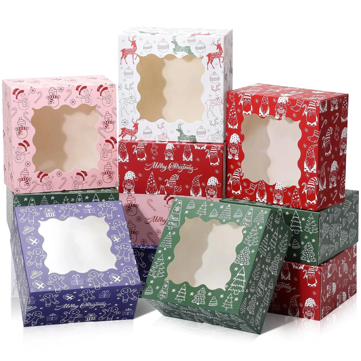 COTOPHER 30Pcs Christmas Cookie Boxes for Gift 6x6x3 inches, 6x6x3inch