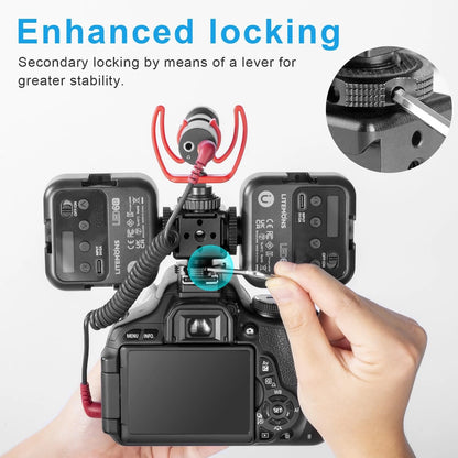 Fomito LX-3 3-Head Cold Shoe Mount with 1/4"-20 Thread for Camera L3, Black