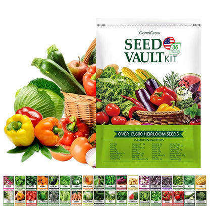 GermiGrow 36 Vegetable Variety Pack - 17,600+ Non-GMO Heirloom Seeds Yellow