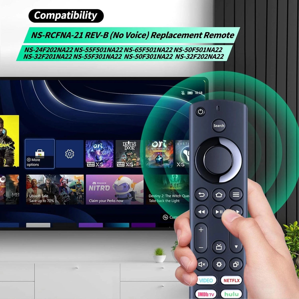 NS-RCFNA-21 REV-B Remote Control For Insignia TV NS-24F202NA22 without Voice