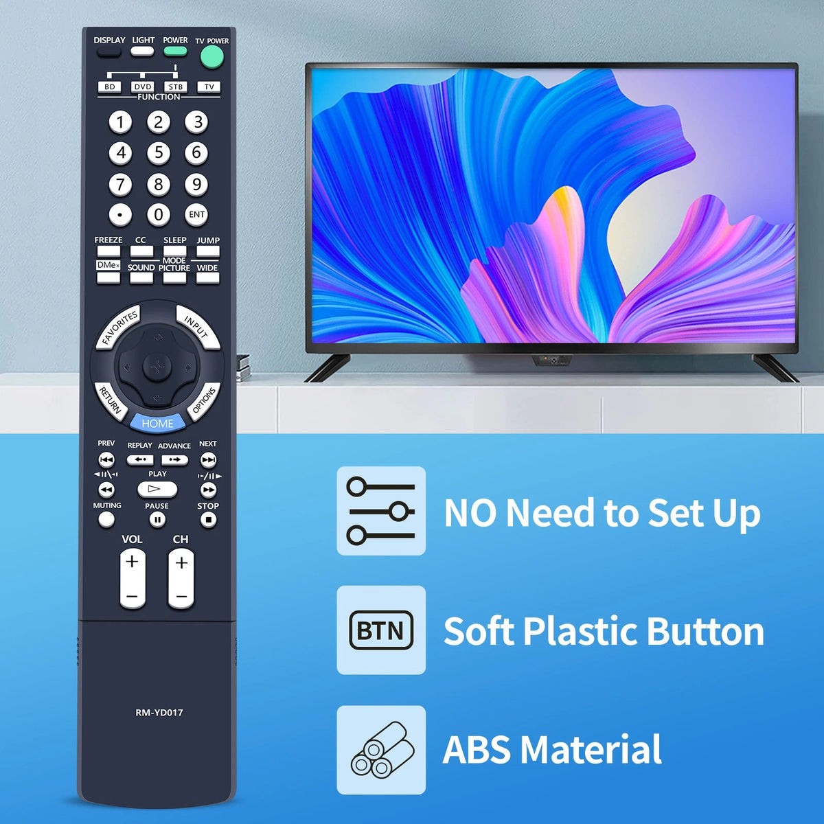 RM-YD017 Remote Control For Sony TV KDL-52XBR5 KDL-52W3000 KDL-40XBR4