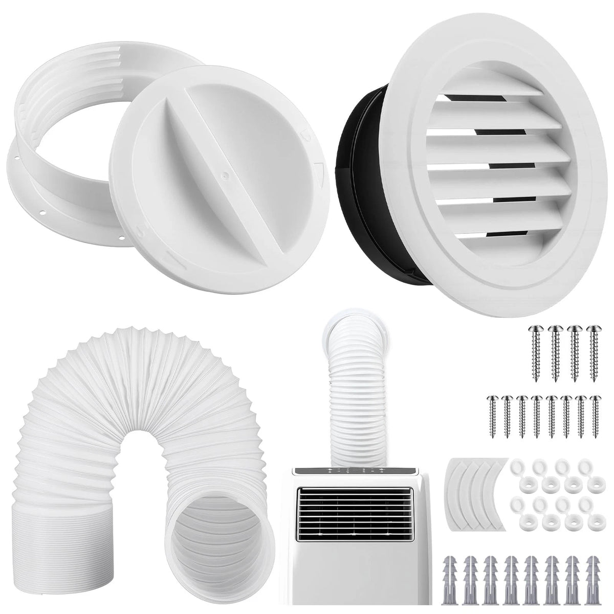 Maasechs Portable Ac Wall Mount Vent Kit 5 In&5.5 in Tubes 59 Inches, White