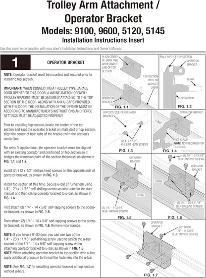 Garage Door Parts for Wayne Dalton - Opener Bracket 9100 9600 As Pictured