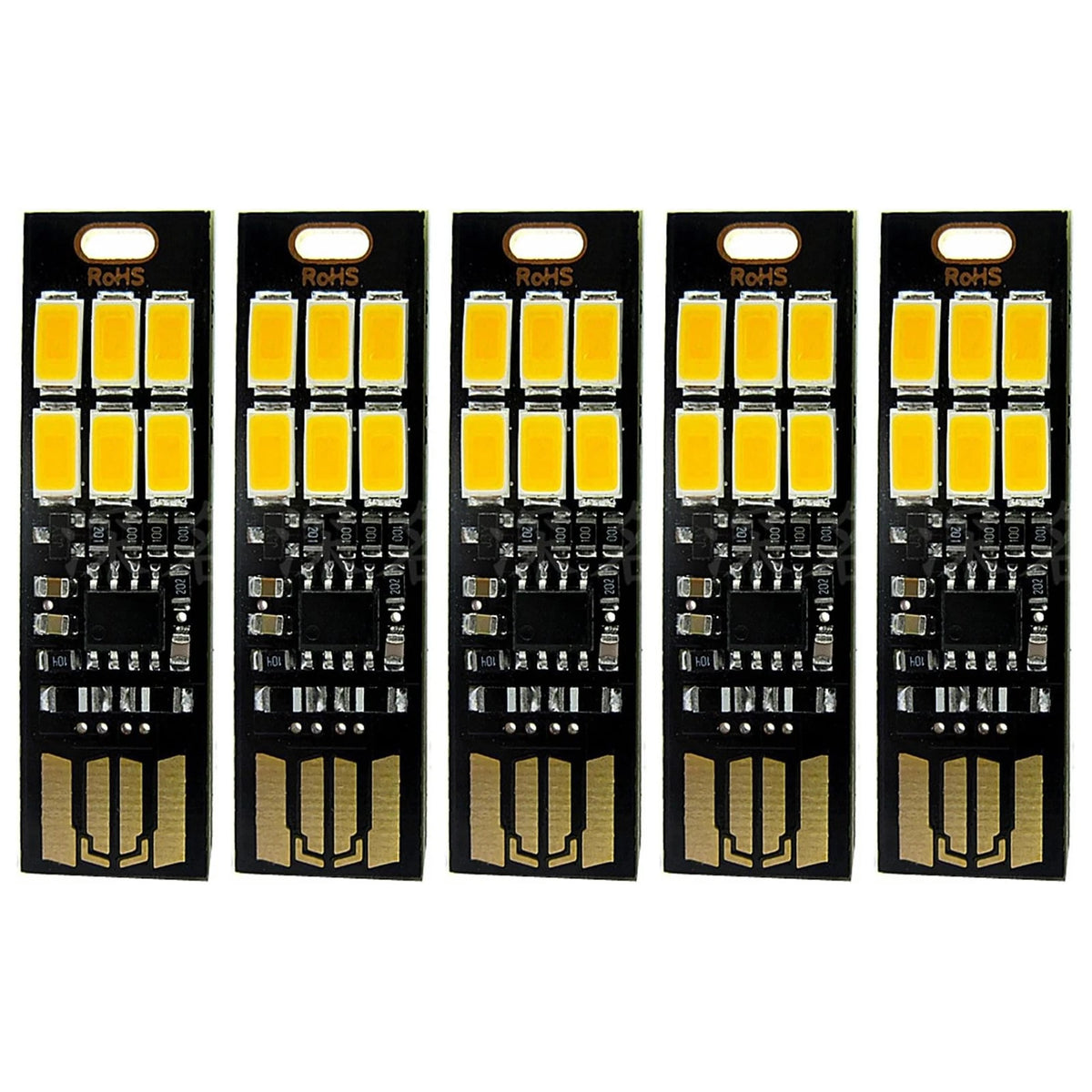 5Pcs 6-LED USB Portable Keychain Lamp W/ Touch Dimming 1W 3200K Warm Light