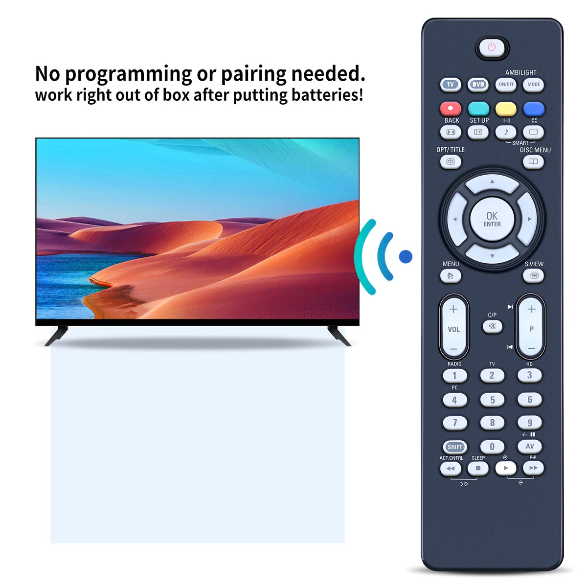 For Philips SRP5002/10 2-in-1 Universal Remote Control for TV/DVD