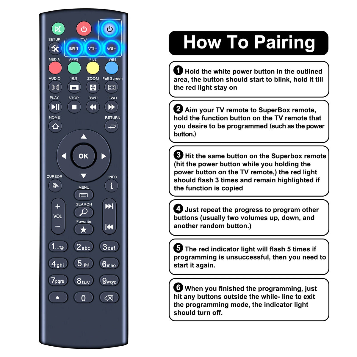 Remote Control For Superbox S1,S2 PRO,S3,S5/S6Max Elite ll Magabox MG4 Max