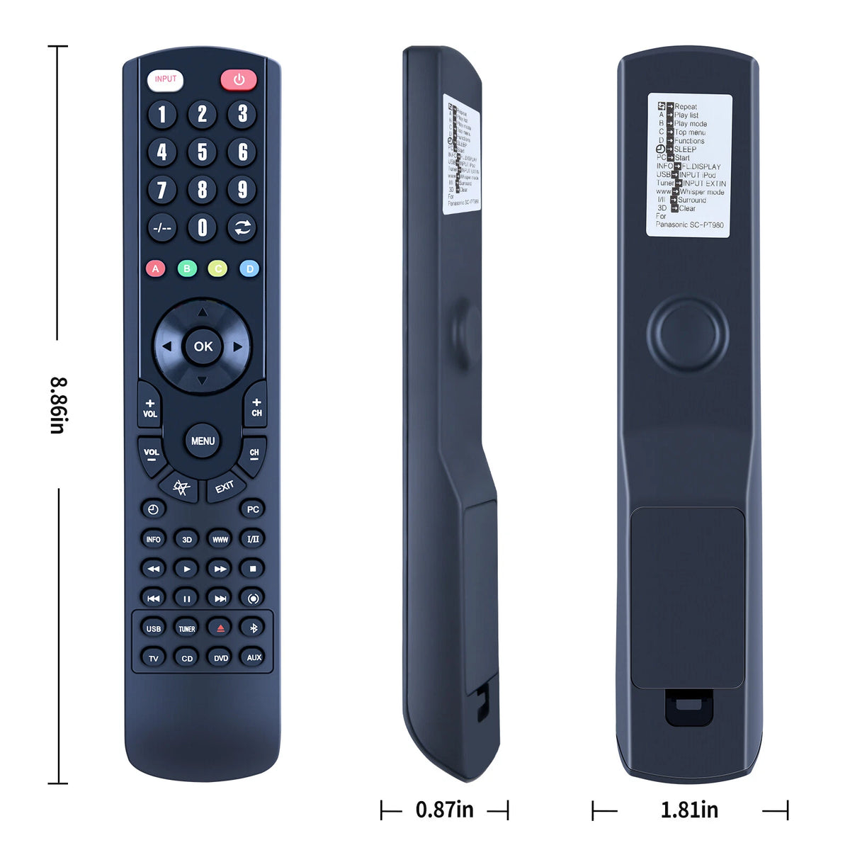 Replacement Remote Control For Panasonic SC-PT980 Home Theater System