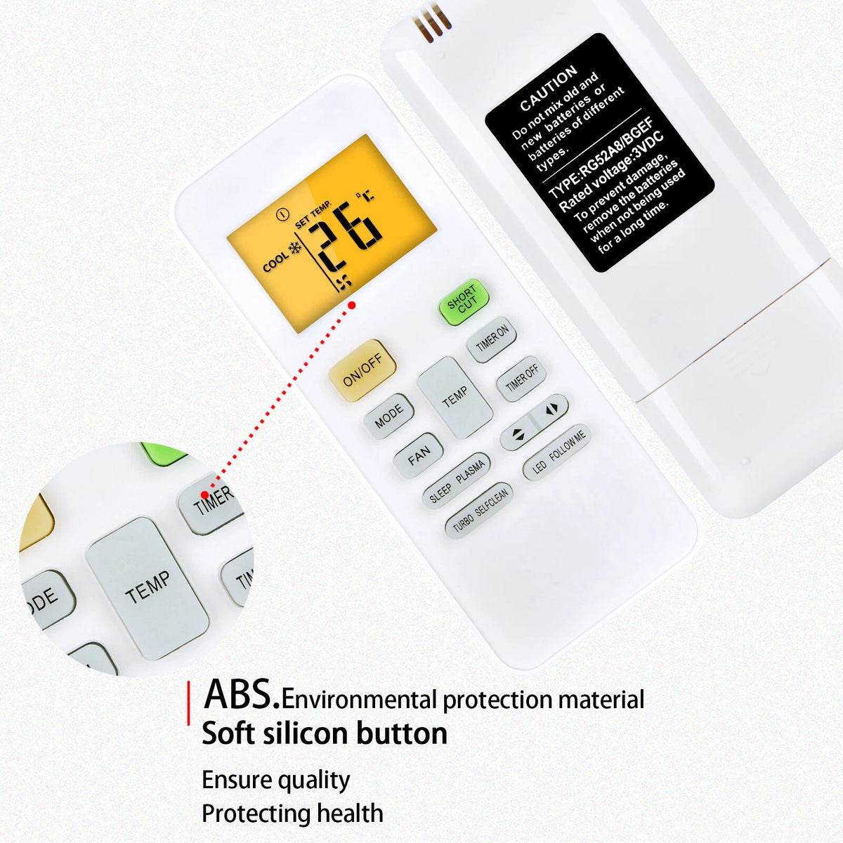 Replacement Remote Control For Midea Air Conditioner RG52A8/BGEF RG52B/BGE