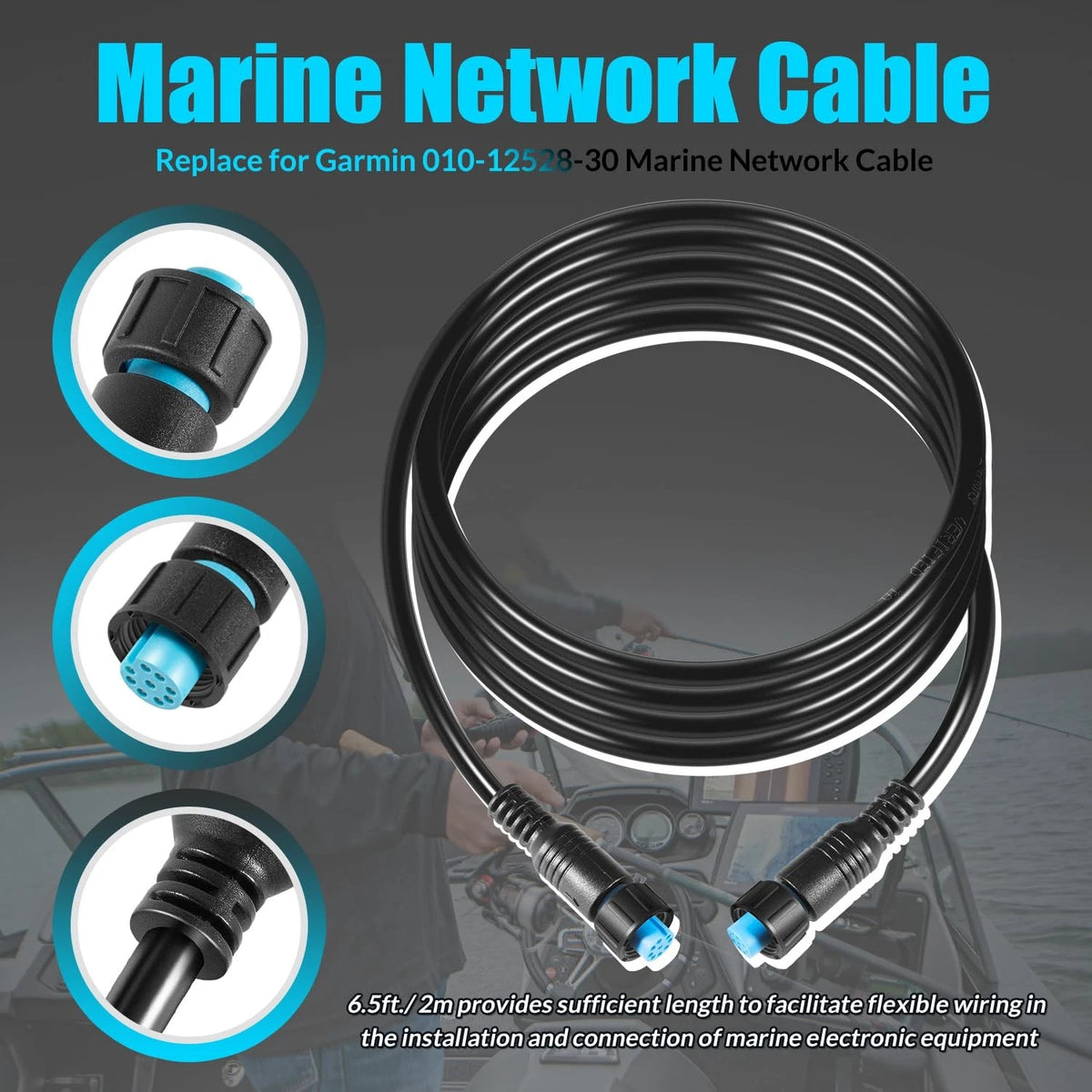 010-12528-30 Marine Network Cable 6.5 ft./2 m, Small Connector, ft. / 2 m