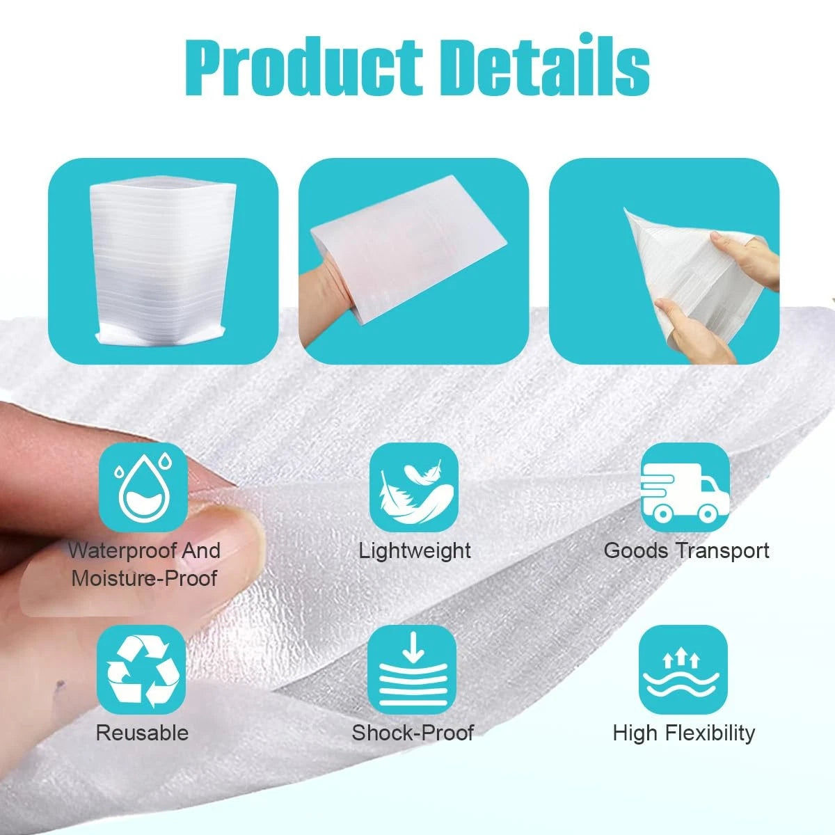 Erioctry 100Pcs Foam Pouches 4 X 6 In White Wrap 4x6,