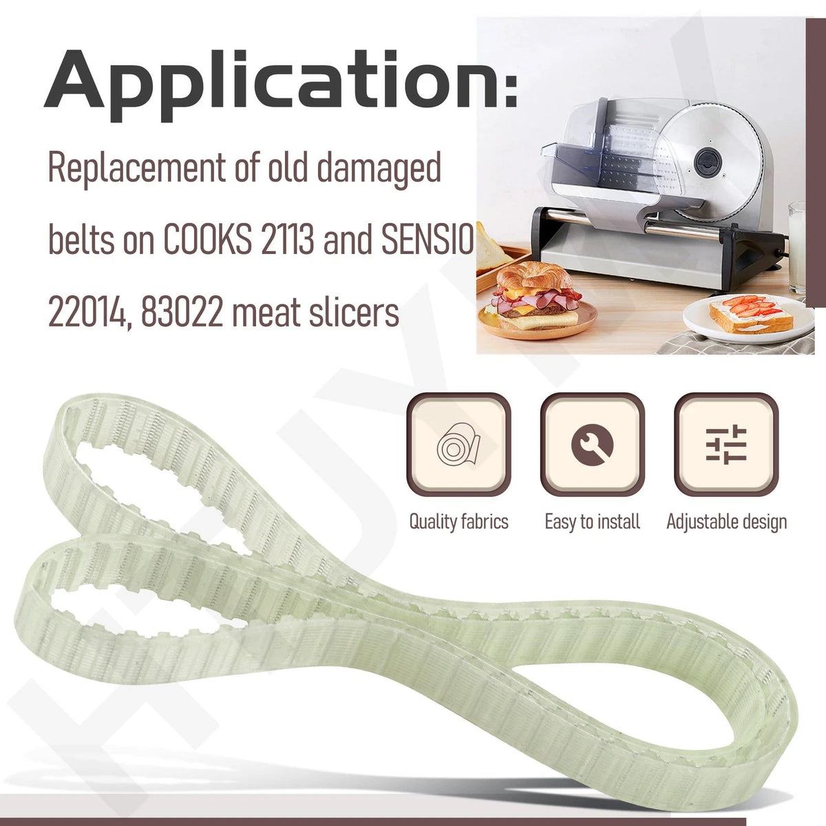 Meat Slicers Replacement Belt Compatible with Cooks 2113, no, Yellowish Green