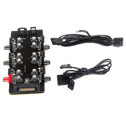 SATA 1 to 6 Way PWM /ARGB Device Expander 4Pin Cooling Fans Hub Splitter Adapter