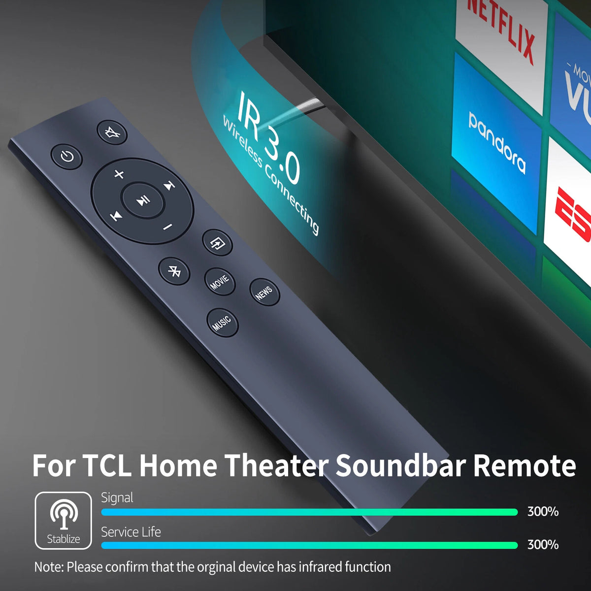 Remote Control for TCL Alto 3 TS3100 TS3100-NA 2.0 Channel Sound bar
