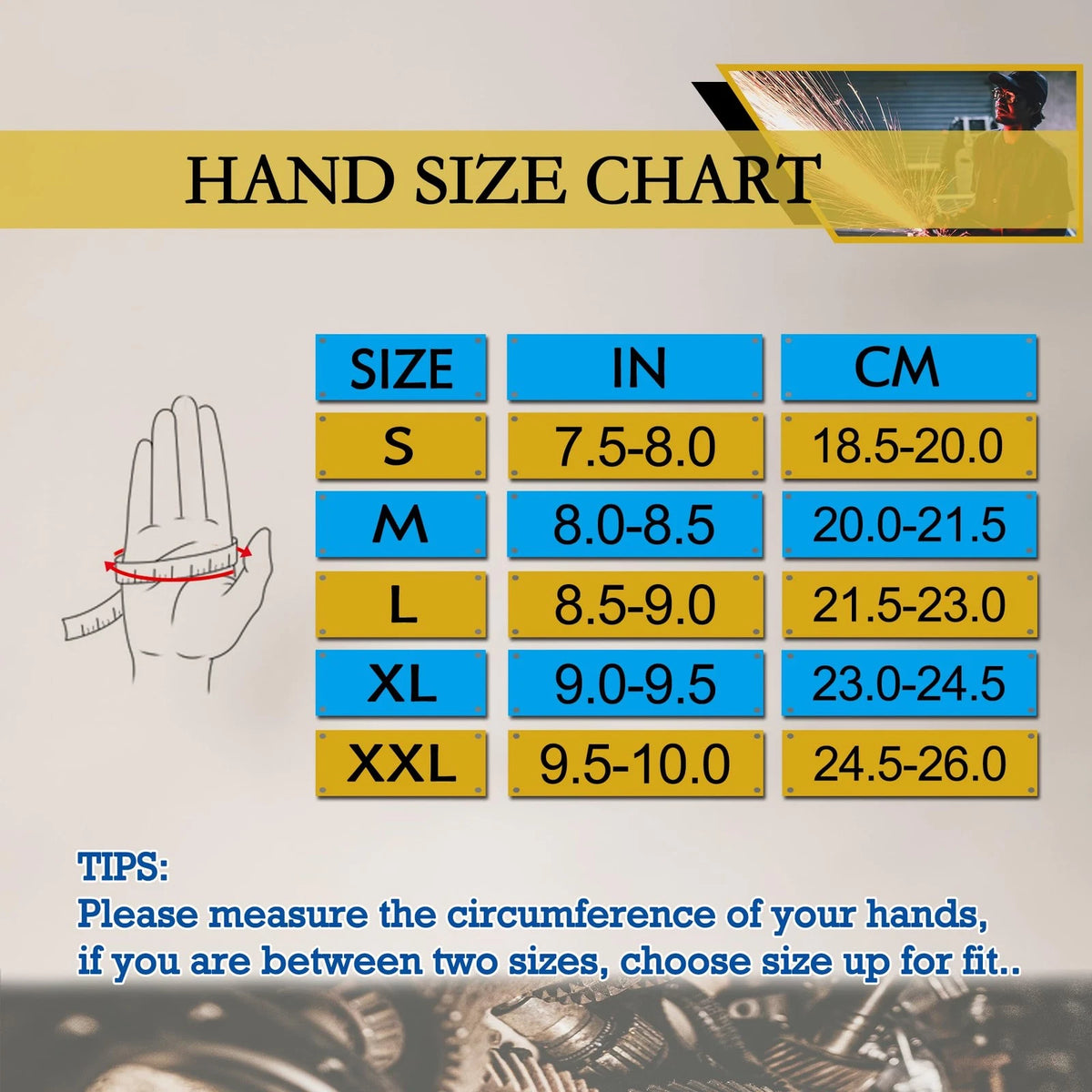 HANDLANDY Leather Work Gloves for Men & Women, Medium, Golden (1 Pair)