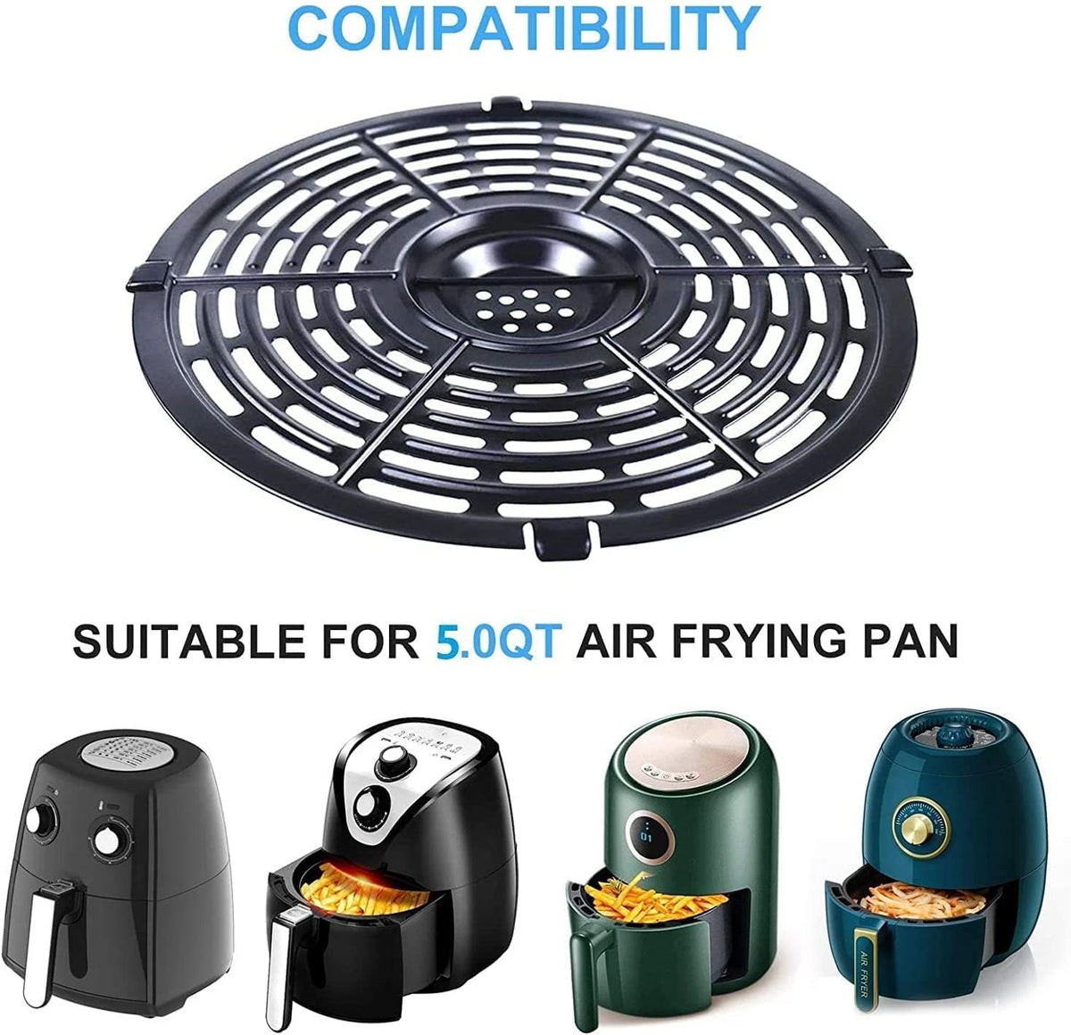Nvkwca 5QT Air Fryer Rack for Gourmia GAF575/PowerXL/Ninja Foodi 5QT, Black
