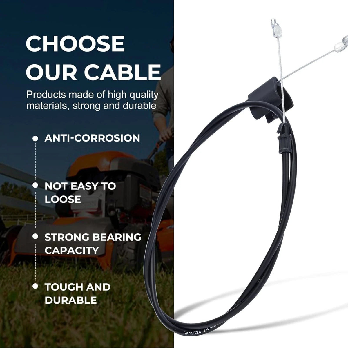 53.5in/136cm Lawn Mower Throttle Cable 532198463 Multi-model Compatibility