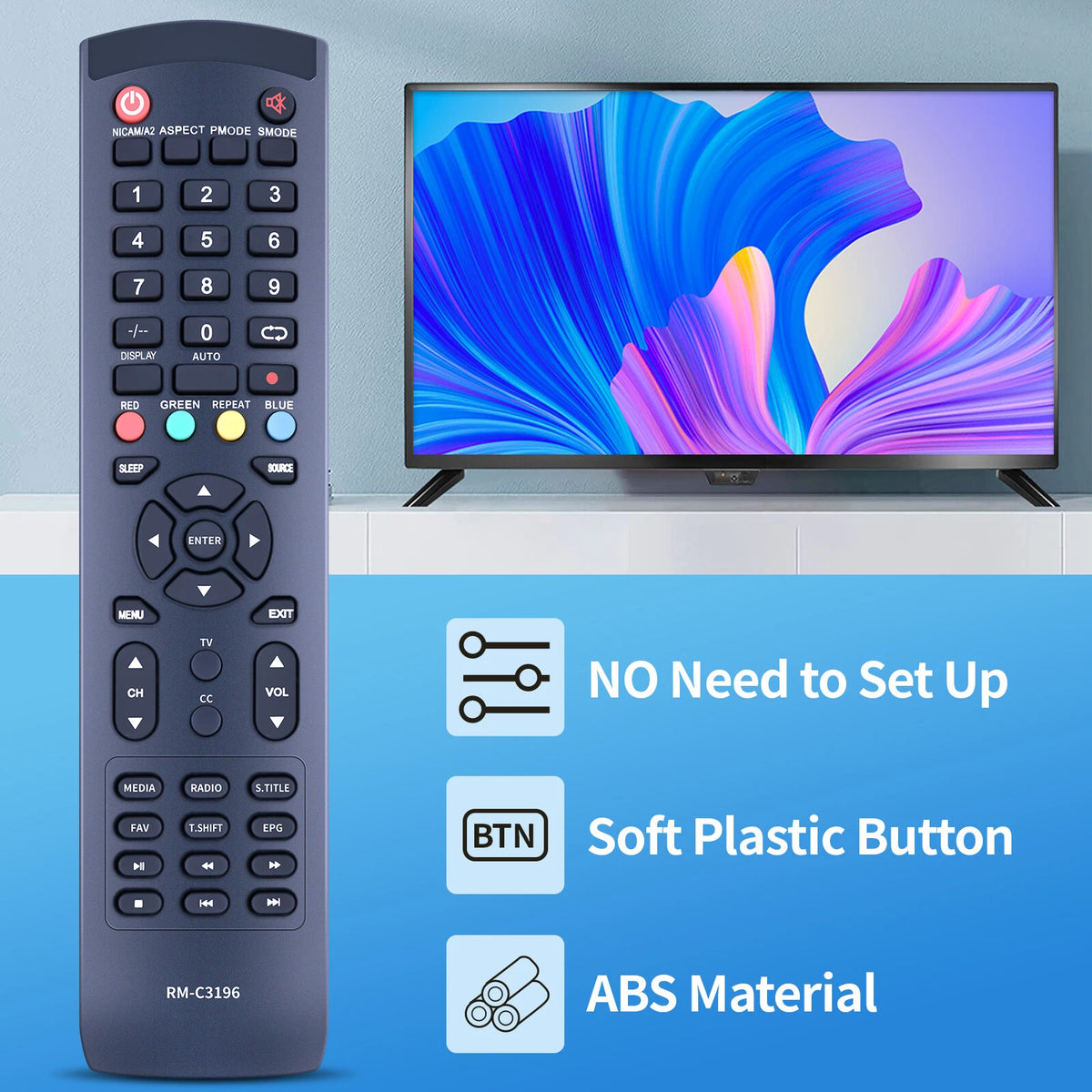 RM-C3196 Remote Control For JVC RM-C3139 LT-32N350 RM-C3157 LED LCD TV