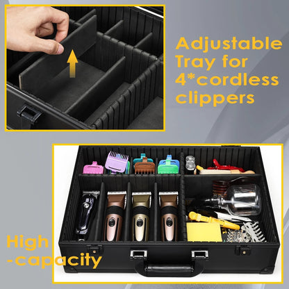 Yueieoun Barber Accessory Case with Mirror, Profesional Barbers Black