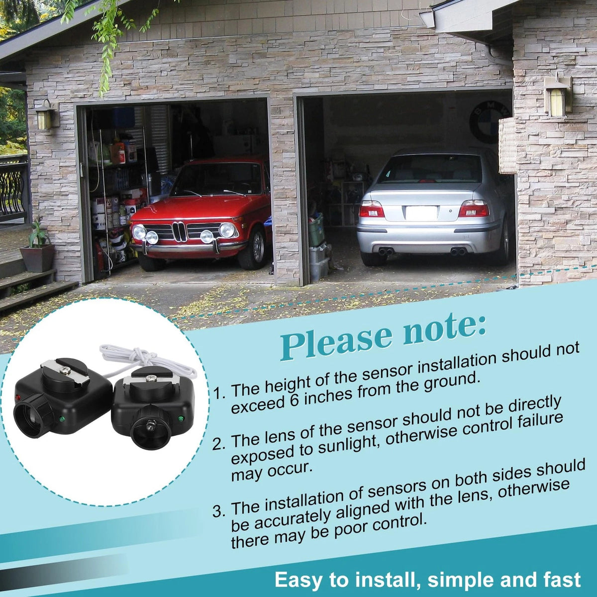 2 for Linear Garage Door Opener Sensors Beam Eyes Kit,Compatible with Linear...