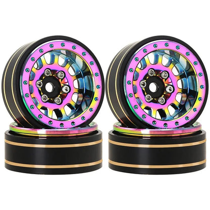 4pcs 1.1" Brass + Aluminium Alloy Wheel Hubs Rims for Axial SCX24 1/24 RC Car
